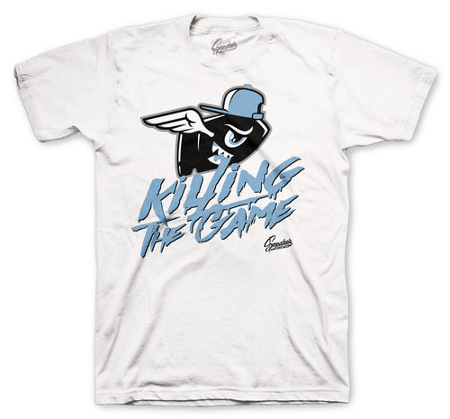 University Blue Jordan 9 sneaker collection matches with mens tee collection 