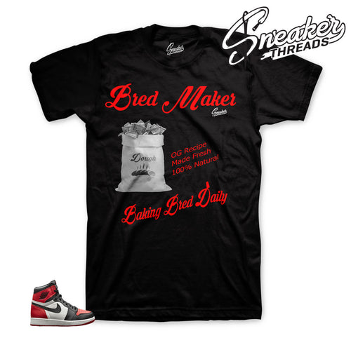 Jordan 1 bred toe tees match retro 1 bred clothing match shoes.