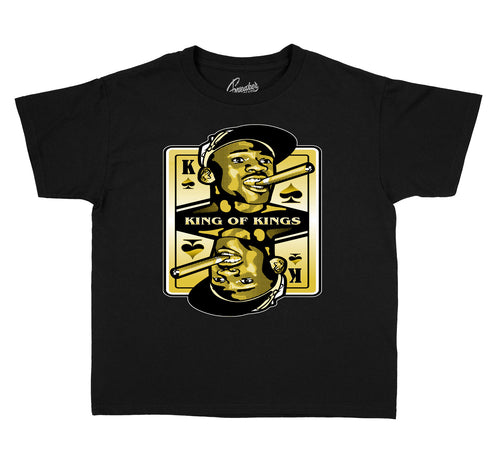 Black Gold Jordan 1 sneakers that go with kids tees