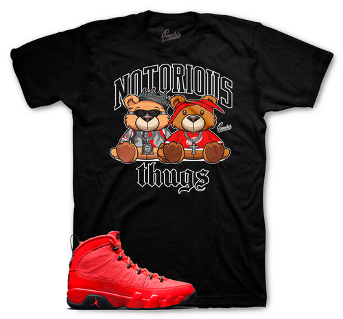 Jordan 9 Chile Red sneaker tees