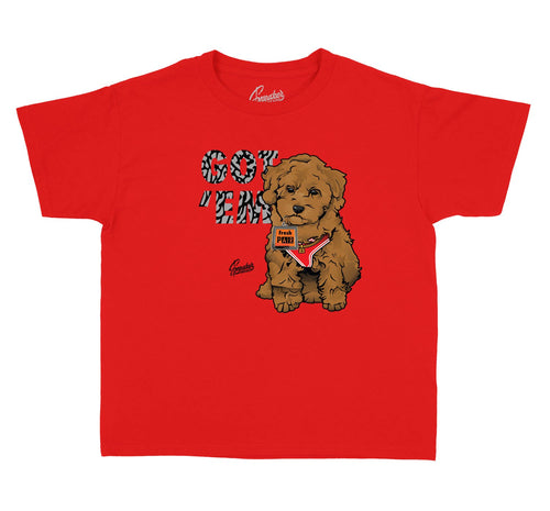 Kids sneaker tees match Jordan 3 red cement shoes.