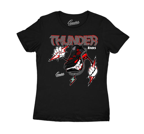 Ladies Jordan 4 Red Thunder Tees and outfits match crimson retro 4