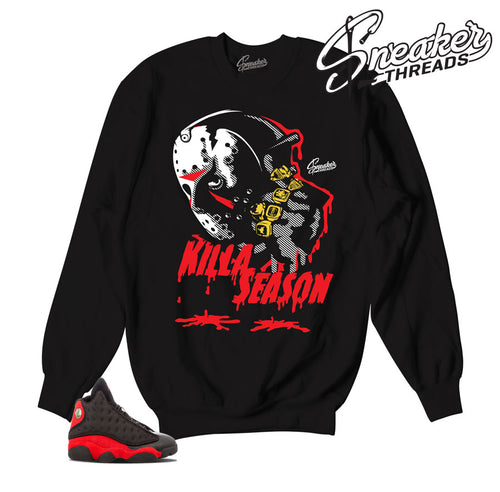 Jordan 13 bred sweaters match retro 13 sweatshirts.