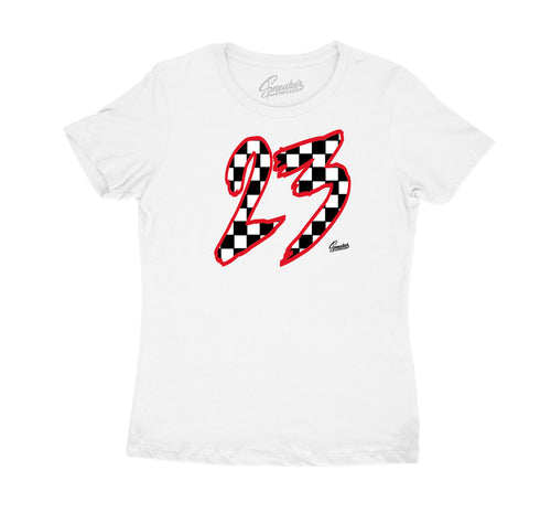 Gym Red Jordan 9 sneaker collection matching womens shirt
