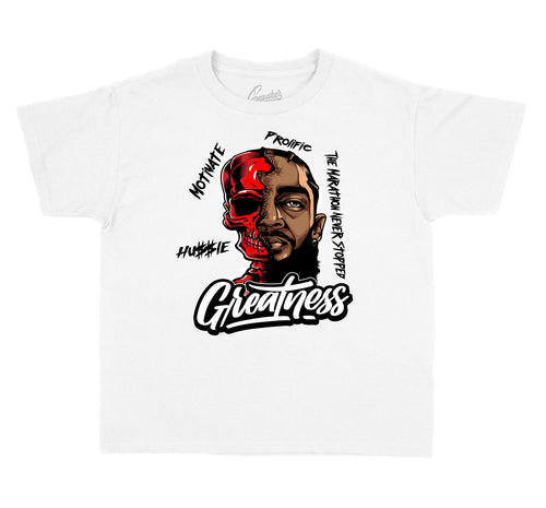 Fire Red Jordan 4 sneaker collection matching with kids t shirts