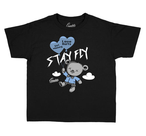 Jordan 4 uni blue sneaker collection to go with kids t shirt collection 