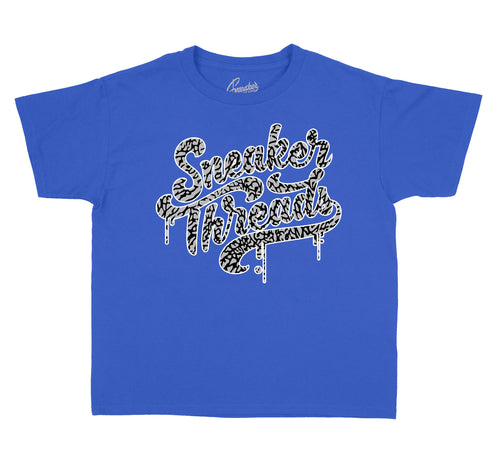 Racer Blue Jordan 3 sneaker to go with kids t shirt collection 