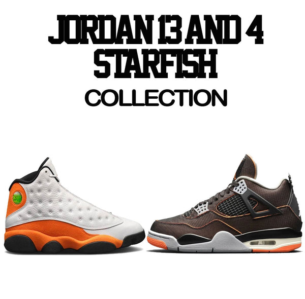 Jordan 13 \u0026 4 Starfish sneaker tees match retros 4s 13s shoe perfectly.