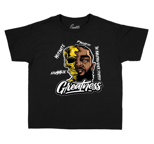 University Gold Jordan 12 matches kids shirts