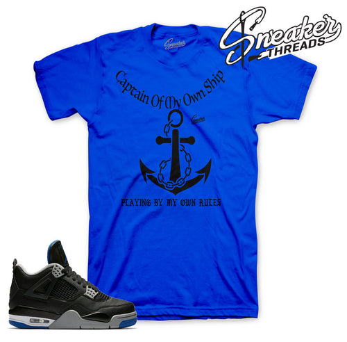 Jordan 4 black/royal tee match retro 4 motorsport shoes.