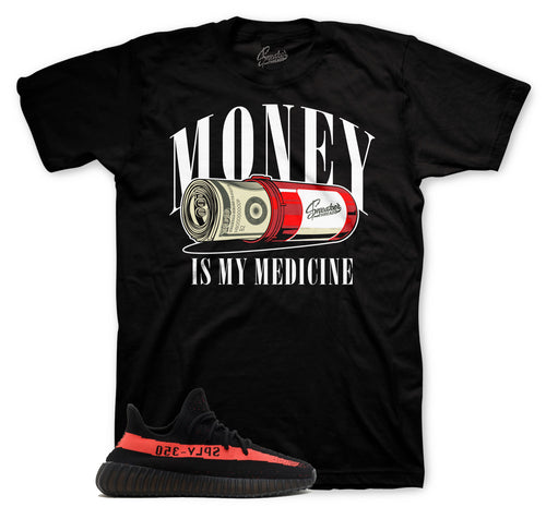 Sneaker tees match Yeezy 350 red stripe core black