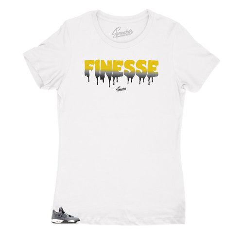 Jordan 4 cool grey sneakers have matching women's shirts designed to match the cool grey 4 sneakers