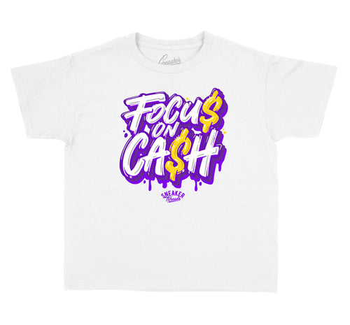 Purple Jordan 4 metallic sneaker collection matching with ladies tee collection 