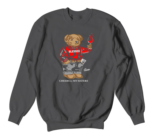 Jordan 12 dark grey sneakers match crewneck sweater collection