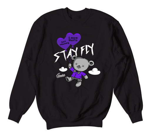 sweatshirt collection has matching sneaker collection Jordan 1 purple court sneakers 