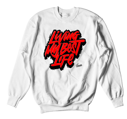 White crewneck sweater collection has matching sneakers white black pro foamposites