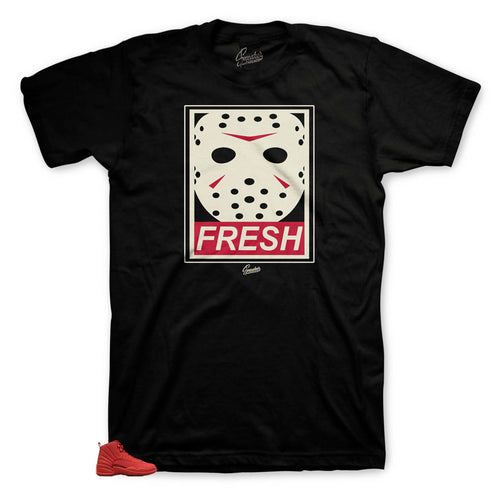 Jordan 12 retro gym red sneaker match black shirt | Retro gym red Jordan 12 black shirt matching sneakers