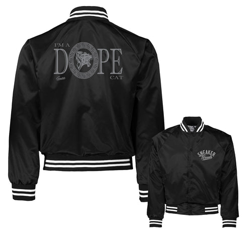 Retro 4 Black Cat DPE Cat Satin Jacket