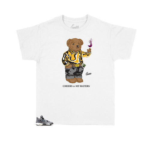 Jordan 4 Cool Grey Sneaker have matching kids tees made to match the Jordan 4 cool greys kids sneakers