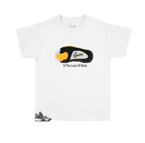 kids shirts designed perfectly to match the kids Jordan 4 cool grey sneakers