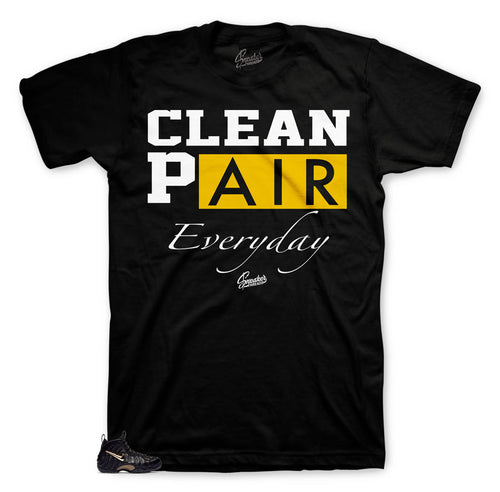 Everyday shirt to match foamposite black and gold metallic shoes.