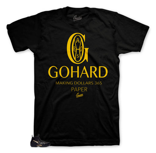Go Hard shirt to match foamposite black metallic shoes.