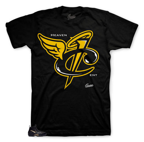 Heaven Cent shirt to match foamposite black metallic shoes.