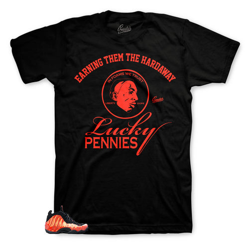 Foamposite Habanero red Lucky Pennies shirt