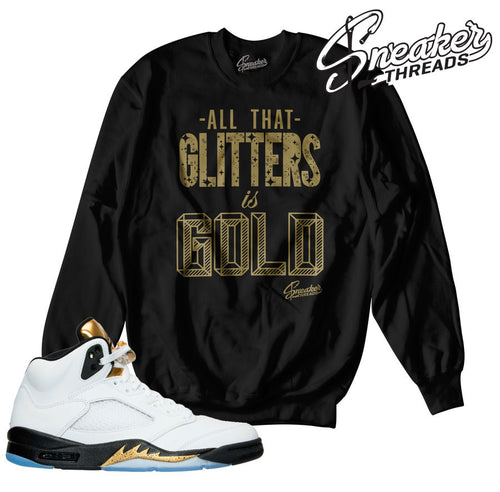 Sweaters match Jordan 5 gold tongue retro 5 olympic gold crew.