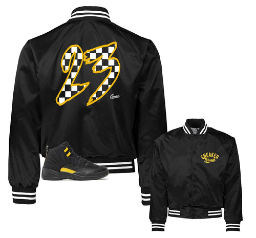 Retro 12 Black Taxi Checkered Satin Jacket