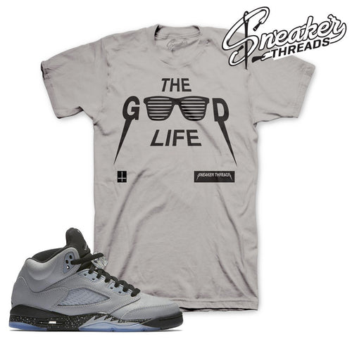 Jordan 5 GS wolf grey shirts match retro 5 wolf grey tees.