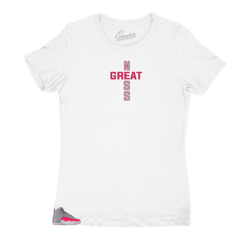 Jordan 12 Womens racer pink sneaker collection matches women shirts designed to match