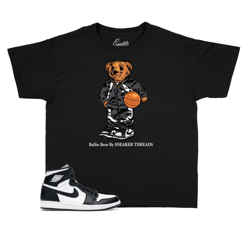 Kids - Black White 1 Ballin Bear Shirt