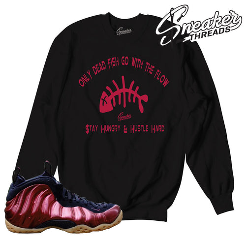 Foamposite maroon pbj sweaters match foam sneaker crews.