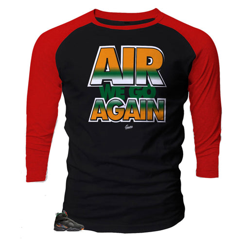 Jordan 8 Air Raid sneaker matching raglan shirt designed to match the Air Raid Jordan 8 shoes