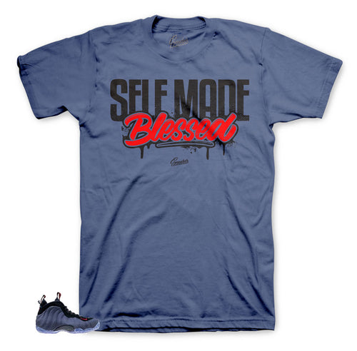 Foamposite denim obsidian sneaker tees match foam denim.