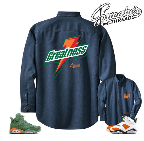 Denim shirt match Jordan 6 gatorade | Win like mike retro 6's shoes.