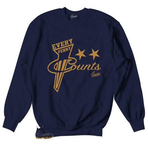 Sweater crewneck designed to match sneaker Foamposite midnight navy the sneakers