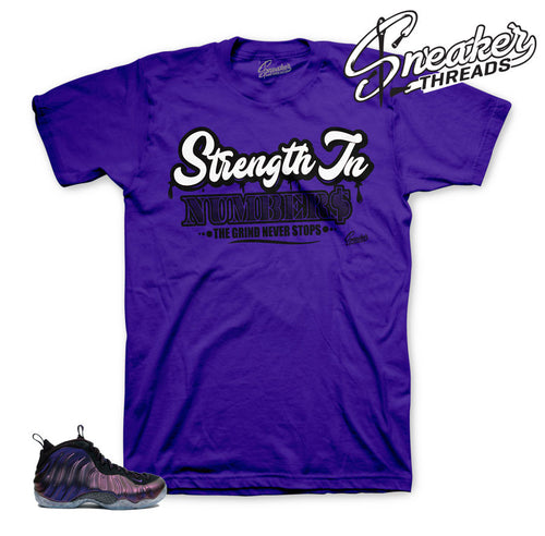 The newest clothing to match foamposite eggplant shoes.