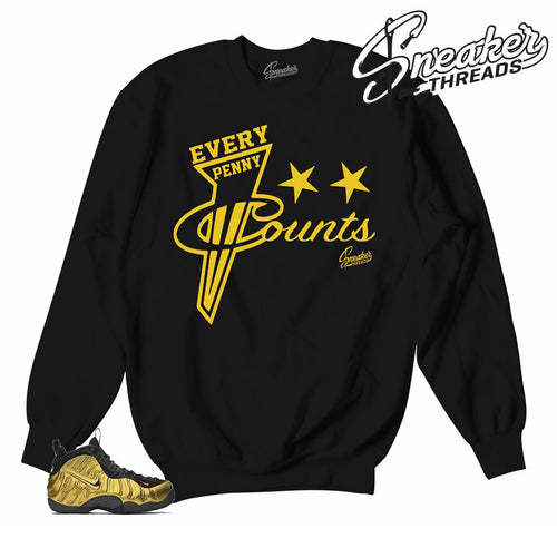 Sweaters match foamposite metallic gold sneakers | Sneaker crewnecks.