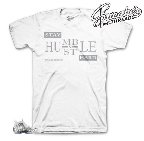 Foamposite chrome tees match foam blue tine sneaker tees.