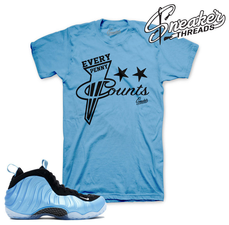 Shirts match foamposite blue. Every penny counts