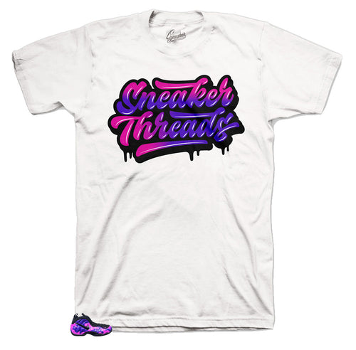 Shirts created to match perfectly with the sneaker collection purple camo foamposite