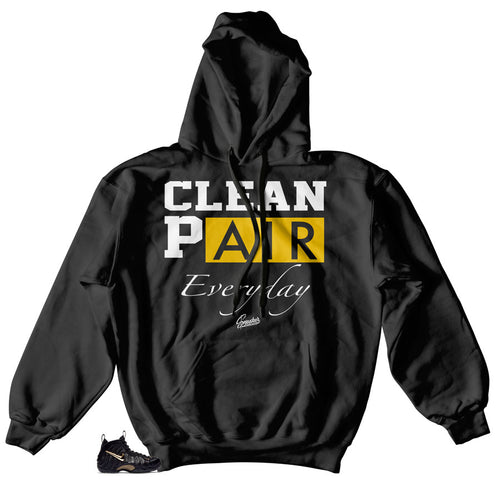 Everyday Hoodie to match foamposite black and gold metallic shoes.