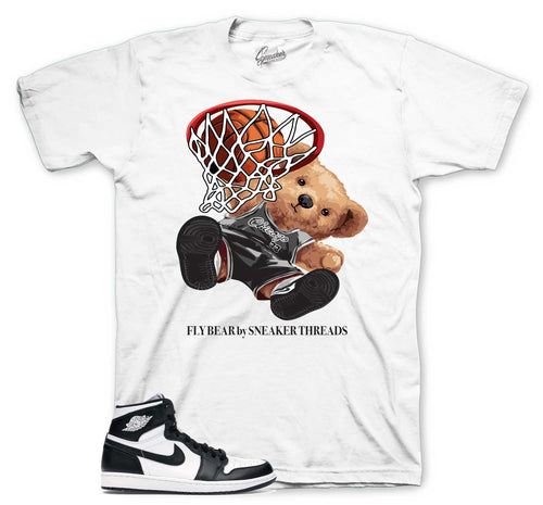 Retro 1 Black White Fly Bear Shirt