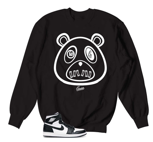 Retro 1 Black White ST Bear Sweater