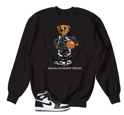 Retro 1 Black White Ballin Bear Sweater