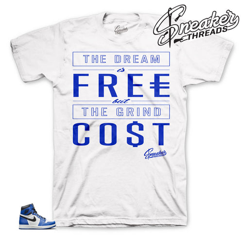 Game royal Jordan 1 sneaker matching tees and shirts.