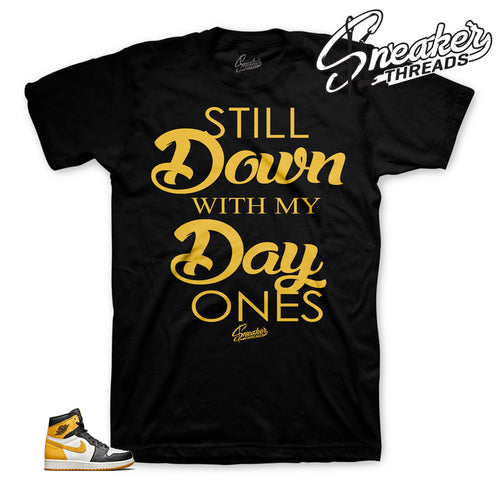 Yellow ocre Jordan 1 tee shirts match best hand in game tee.