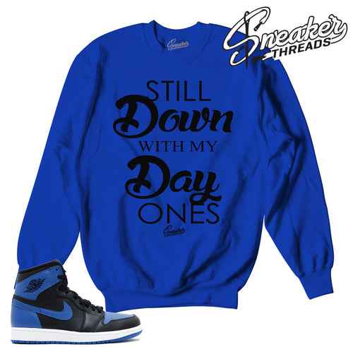 Sweaters match jordan 1 royal OG retro 1 shoes.